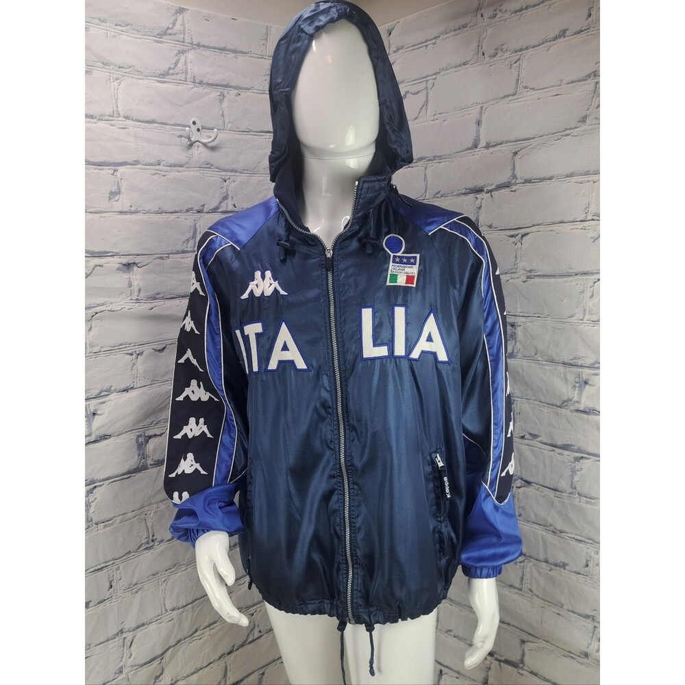 Vintage 90s Y2K Kappa Gara Official Italy Football Jacket Soccer Hoodie Medium